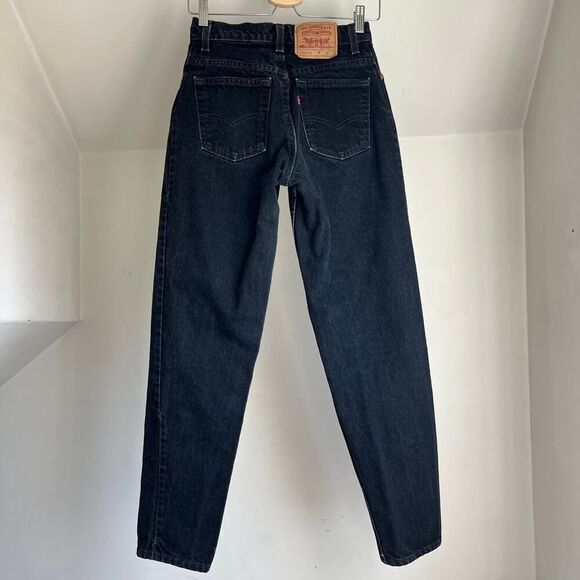 Vintage‎ 90s Levi's Black High Rise Jeans Tapered Skinny 100% Cotton Size 5 / 27 - Picture 1 of 7